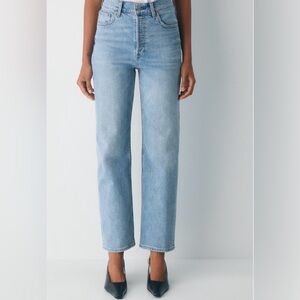 Aritzia Denim Forum The Arlo Hi-Rise Straight Jean 28L medium wash size 25